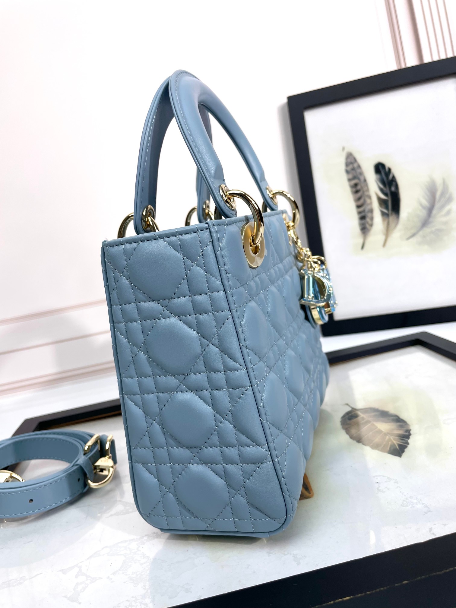 Small Lady Dior My ABCDior Bag Sky Blue Cannage Lambskin